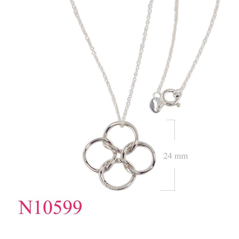 Necklace, 16 inches chain and 4 rings charm.