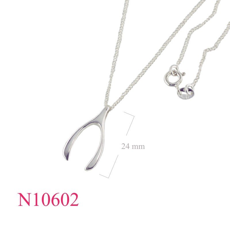 Necklace, 16 inches chain and wishbone.