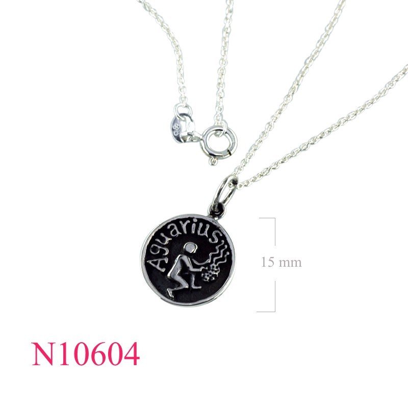 Necklace, 16 inches chain and Aquaius round charm.