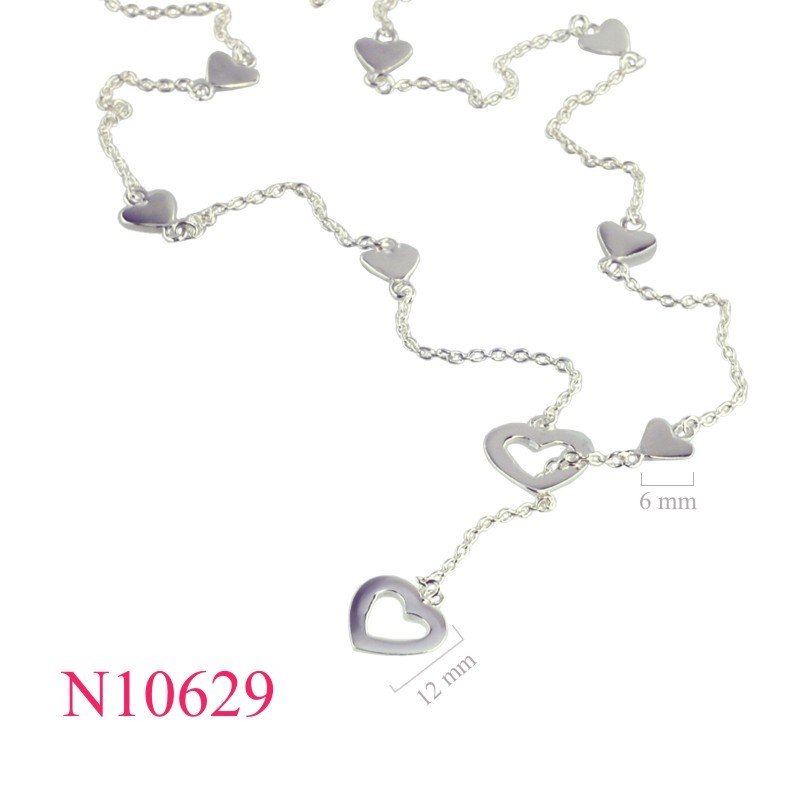 Necklace, 18 inches Y chain heart thru heart design.