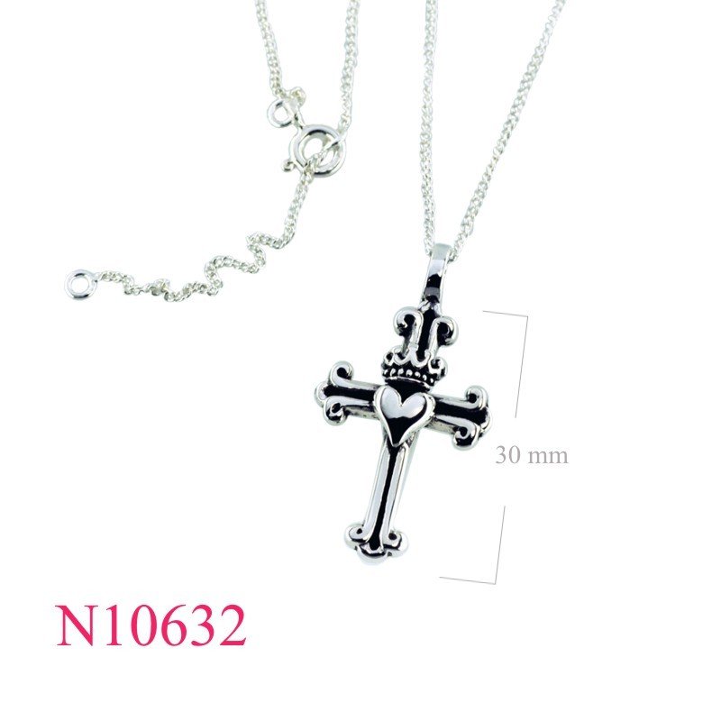 Necklace, 16+2 inches chain and hart cross charm.