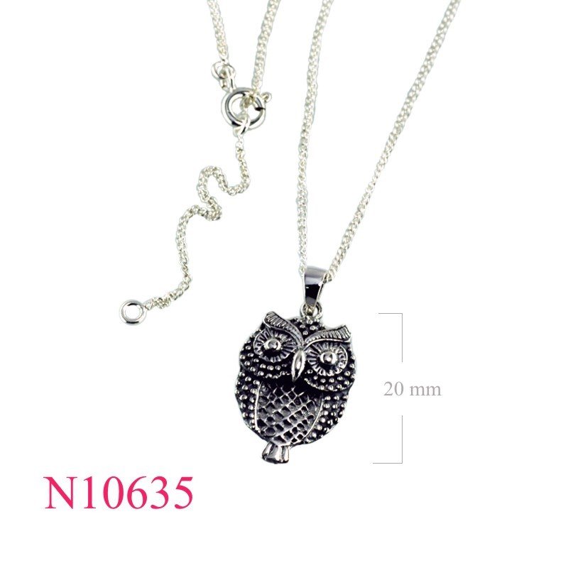 Necklace, 16+2 inches chain and owl charm.