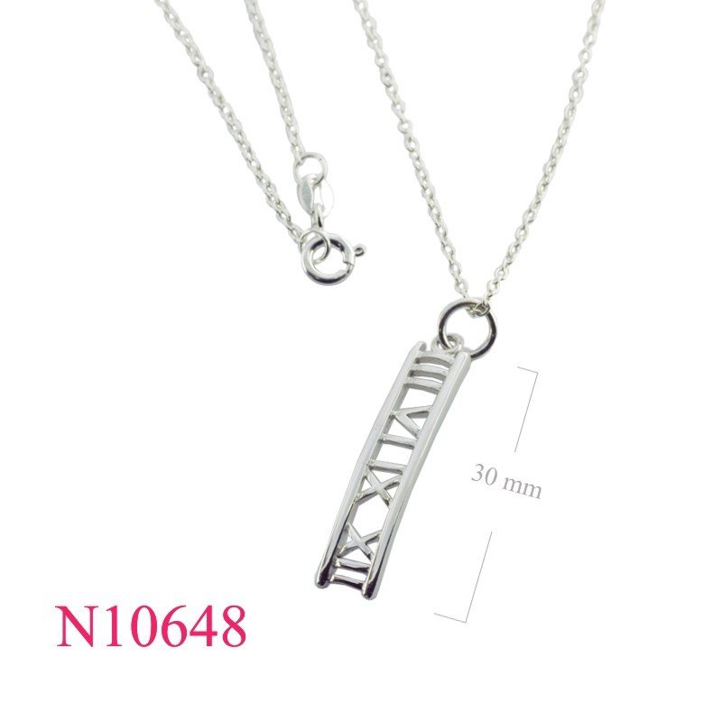 Necklace, 18 inches chain and Roman number charm.