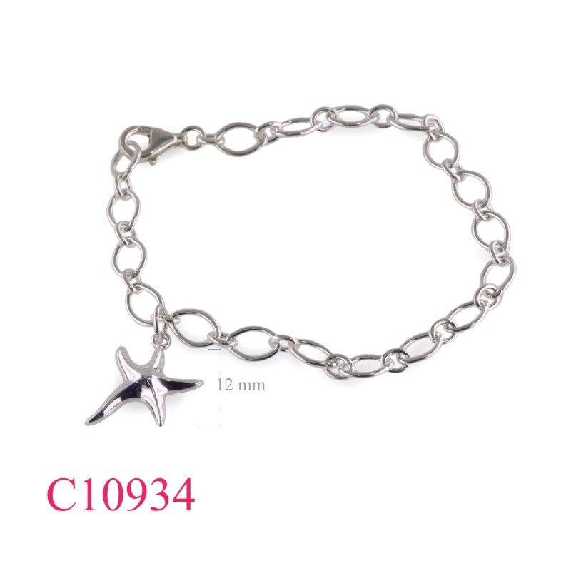 Fish Bracelet, Starfish Bracelet, oval links chain and starfish.