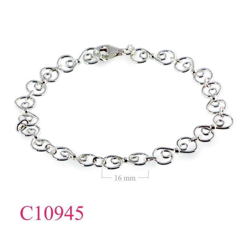 Bracelet, 19cm S swirls wires with 11mm clasp lock.