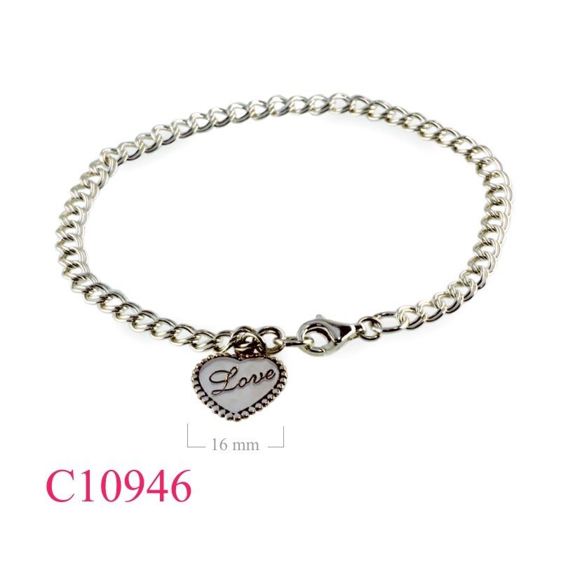 Bracelet, 18.50cm chain and 1 "Love" heart.