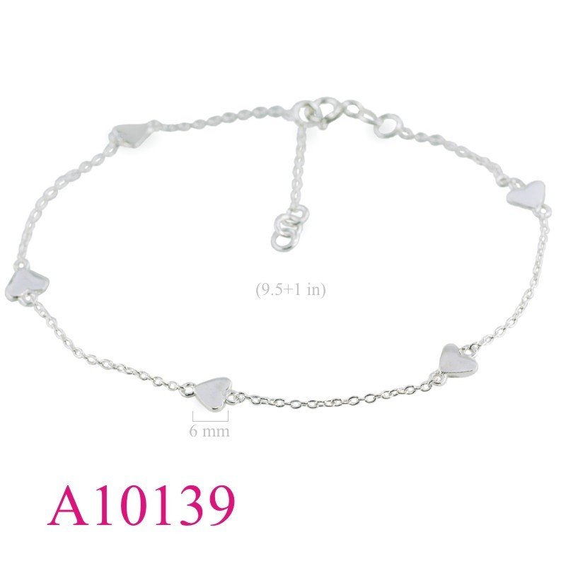 Anklet, 9+1 inches chain and 5 hearts.