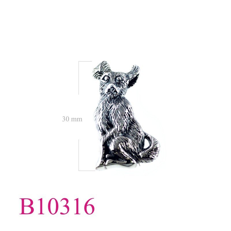 Brooch, sitting dog.