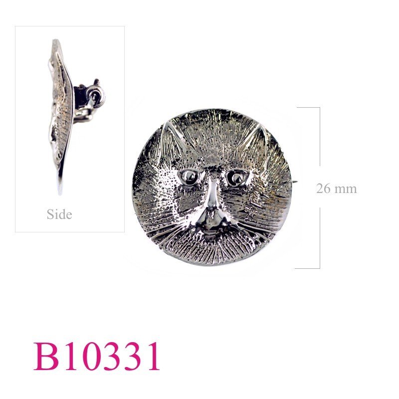 Brooch, round cat.