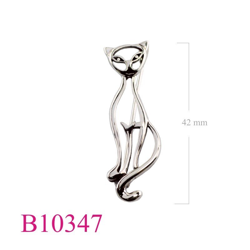 Brooch, opened sitting cat.