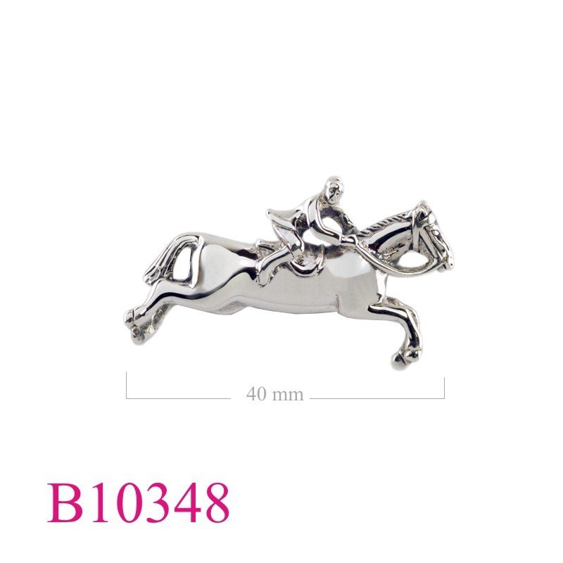 Horse Brooch, jockey riding horse.