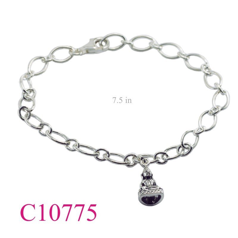 Bracelet, 7.5 inches oval links chain and Buddha charm.