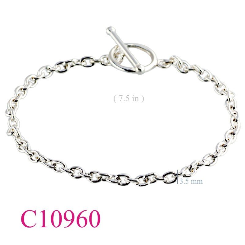 Bracelet, 7.5 inches chain and toggle.