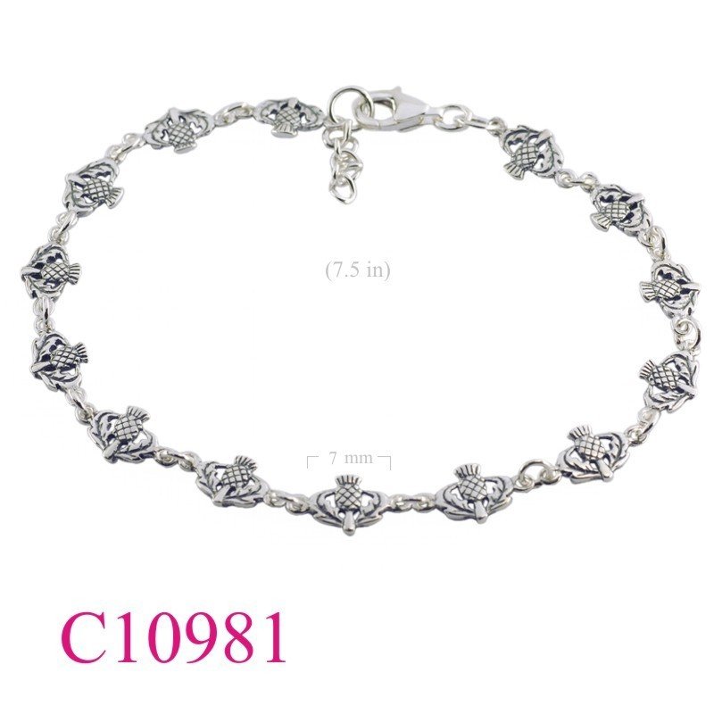 Bracelet, 7.5 inches small Thistles.