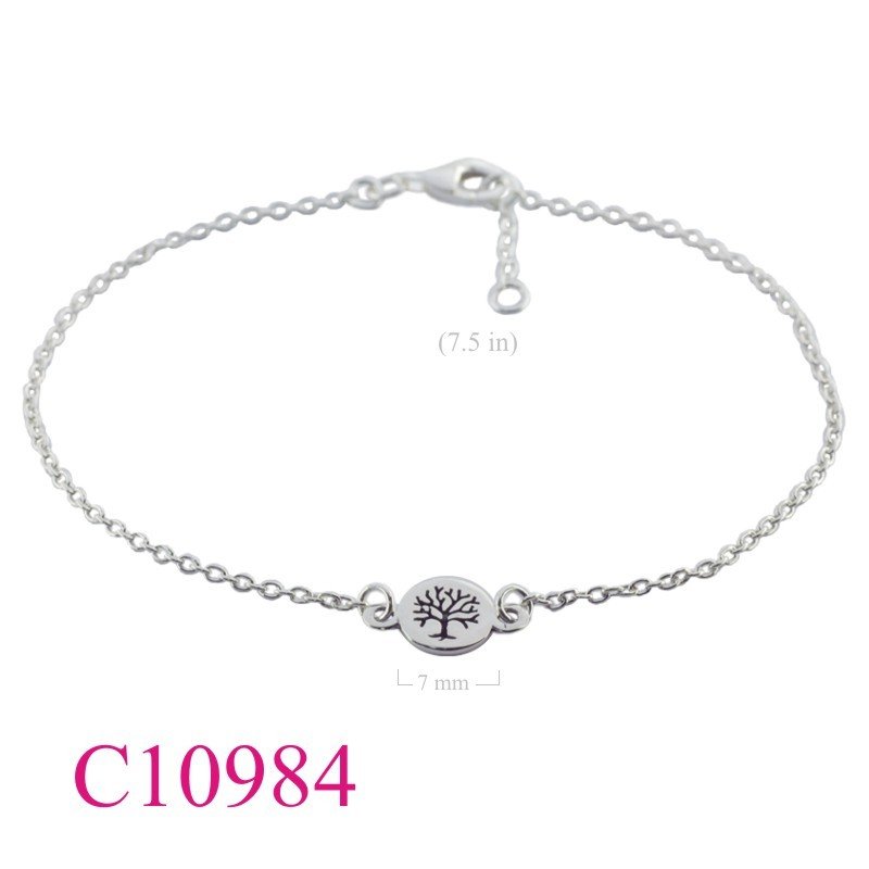Tree Of Life Bracelet, Travel Jewelry Bracelet, 7.5 inches chain and 7mm flat round .