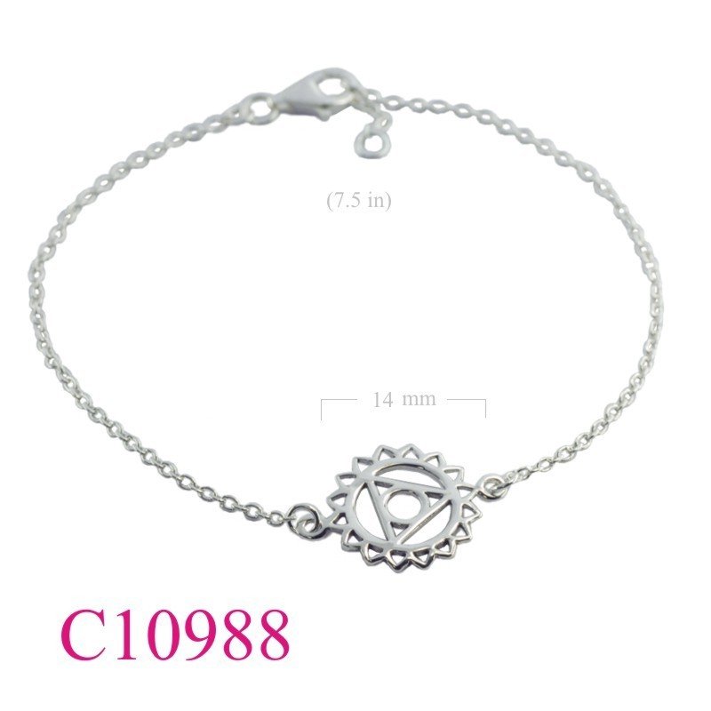 Bracelet, 7.5 inches chain and flat Chakra Throat.