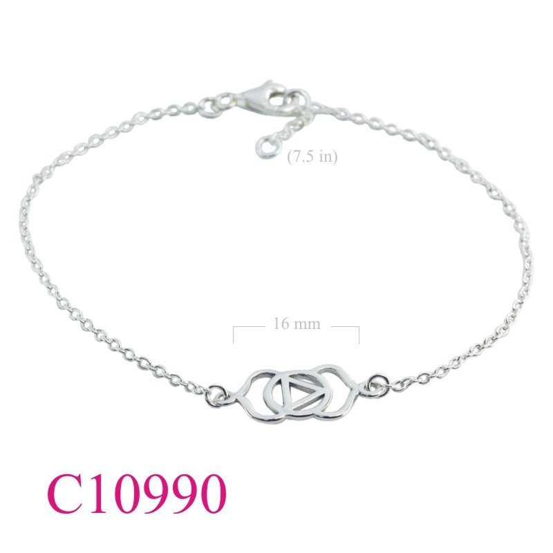 Bracelet, 7.5 inches chain and flat Chakra Third Eye.
