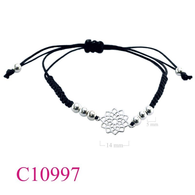 Bracelet, 14mm openwork flat Chakra Crown + 5mm beads and cotton string.