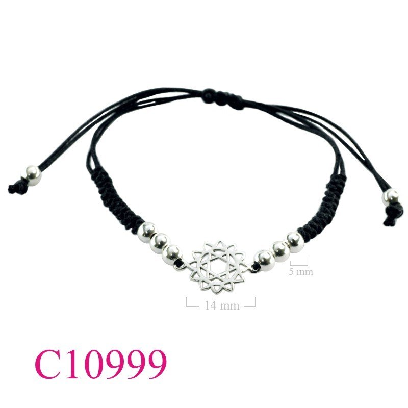 Heart Bracelet, Chakra Bracelet, 14mm openwork flat Chakra Heart + 5mm beads