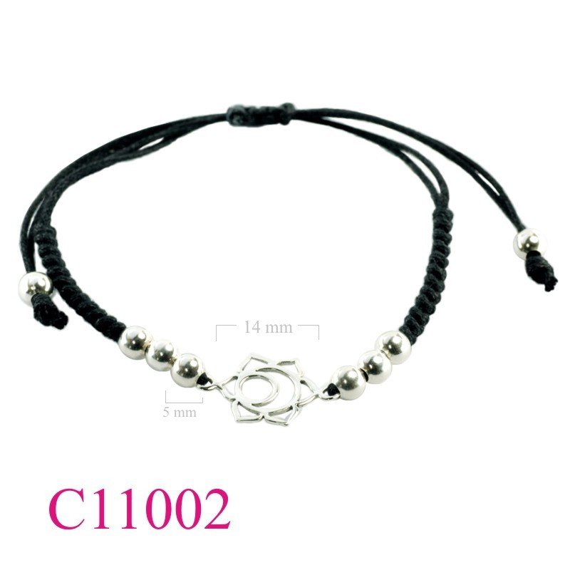 Bracelet, 14mm openwork flat Chakra Sacral + 5mm beads and cotton string.