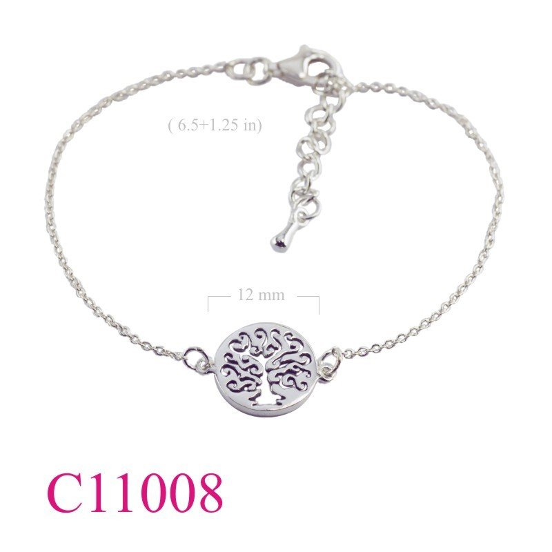 Tree Of Life Bracelet, Travel Jewelry Bracelet, 6.5+1.25 inches chain and round openwork Tree of life.