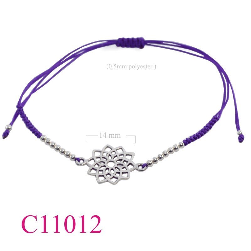 Bracelet, flat Chakra Crown with 0.5mm polyester string.