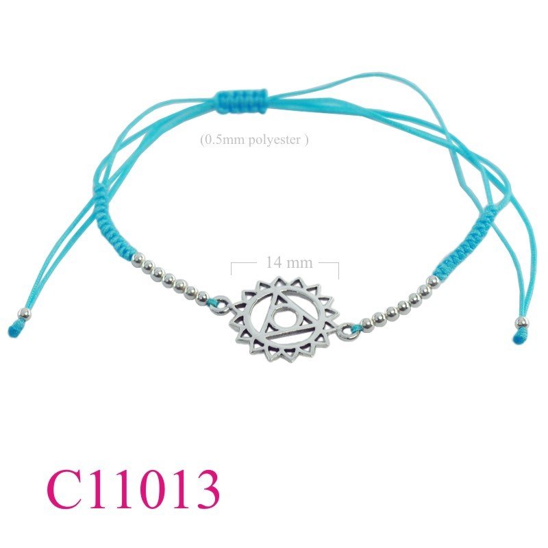 Bracelet, flat Chakra Throat with 0.5mm polyester string.