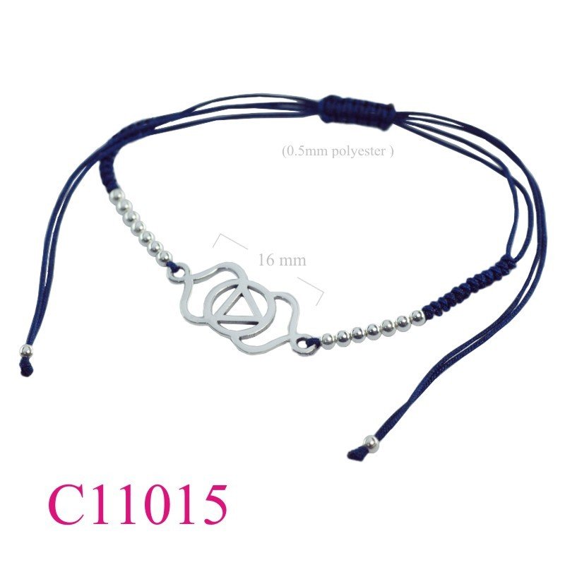 Bracelet, flat Chakra Third Eye with 0.5mm polyester string.