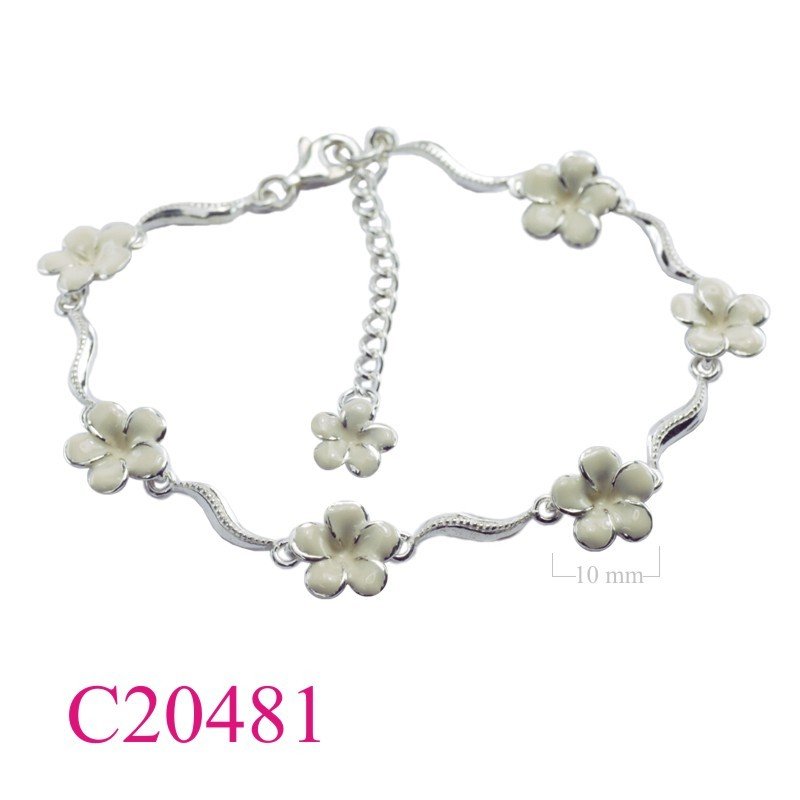 Bracelet, 10 mm champac flowers and wave lines enamel.