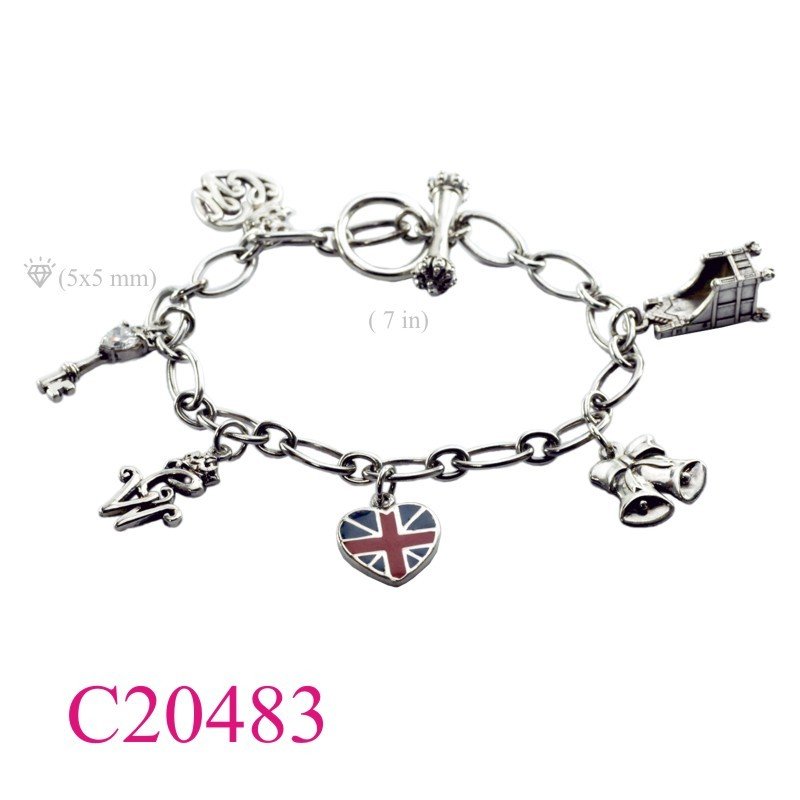 Bracelet, Royal hanging charms with CCZ.