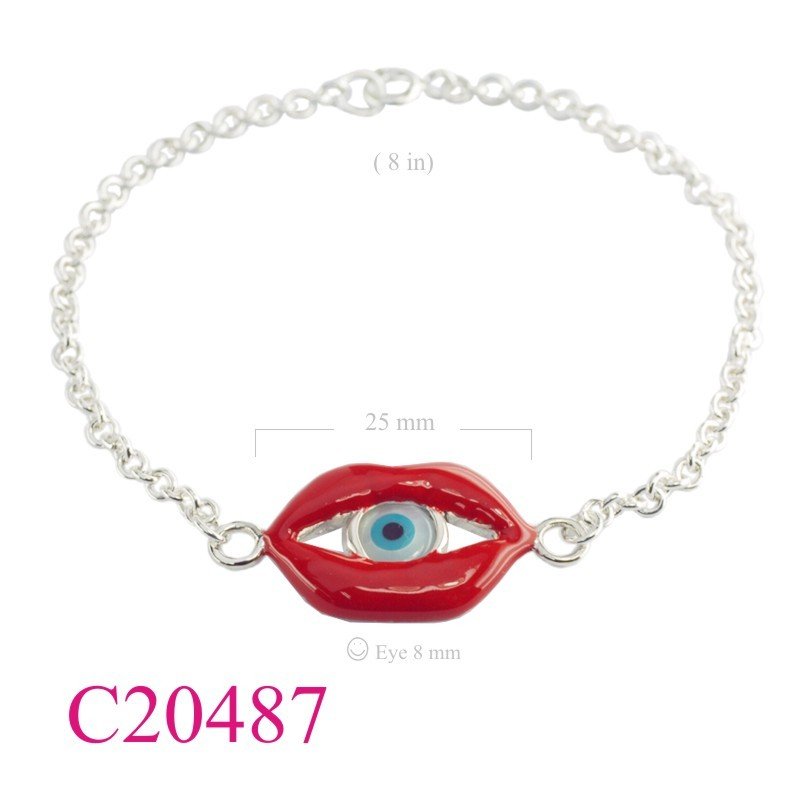 Bracelet, evil eye in lip enamel.