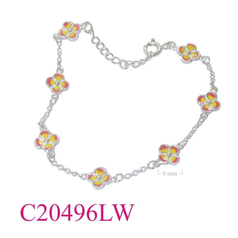 Bracelet, 7 pieces 2 sides flowers enamel.
