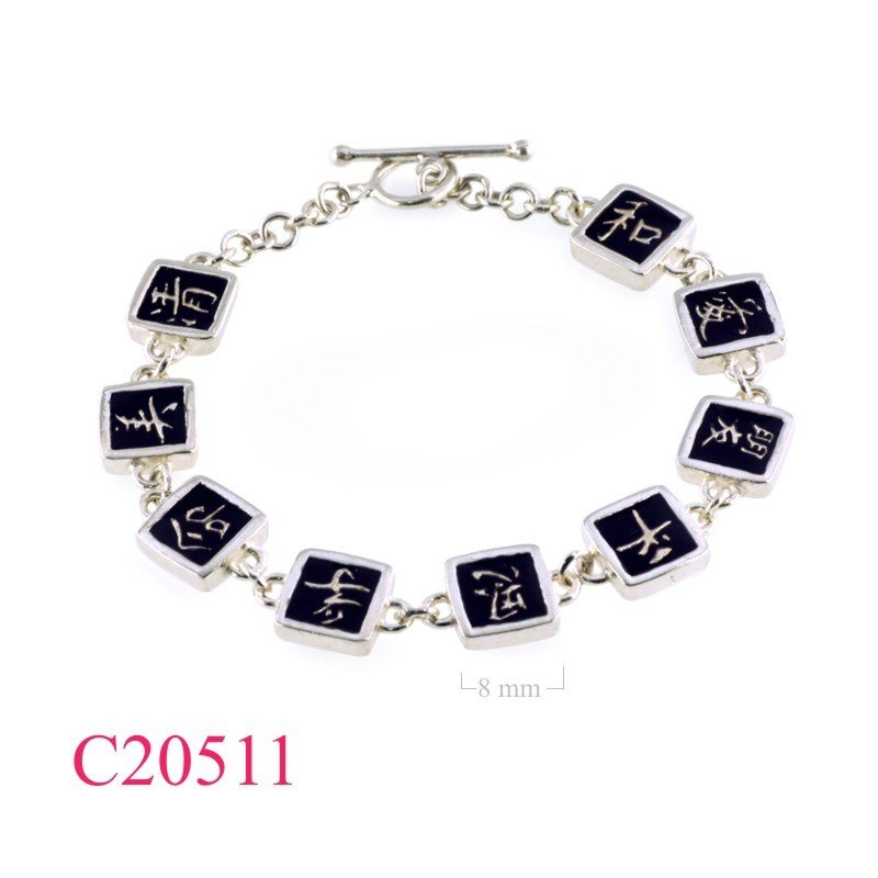 Bracelet, 9 Chinese letters enamel.