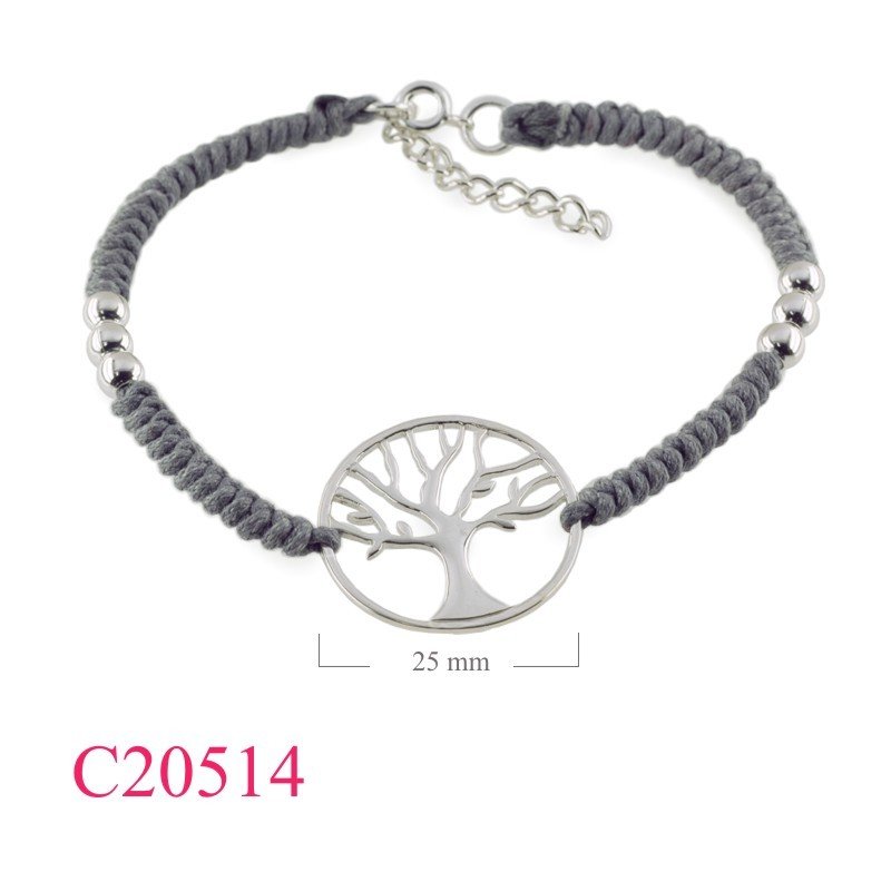 Tree Of Life Bracelet, Travel Jewelry Bracelet, 26mm round  with cotton string.