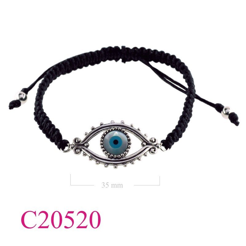 Bracelet, opened evil eye with cotton string