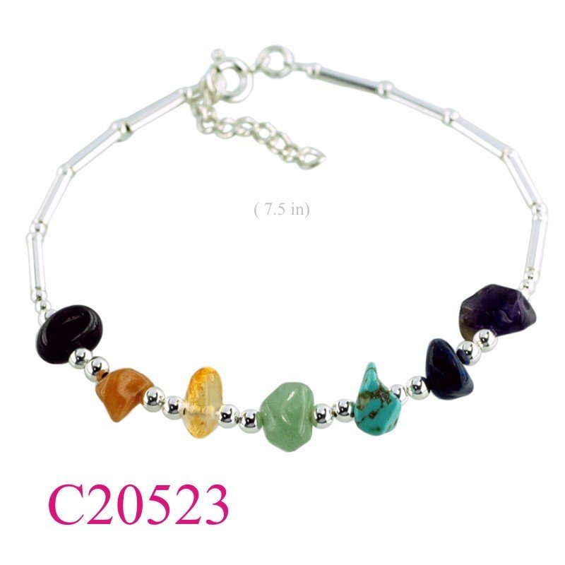 Bracelet, 7 colours stone chips.