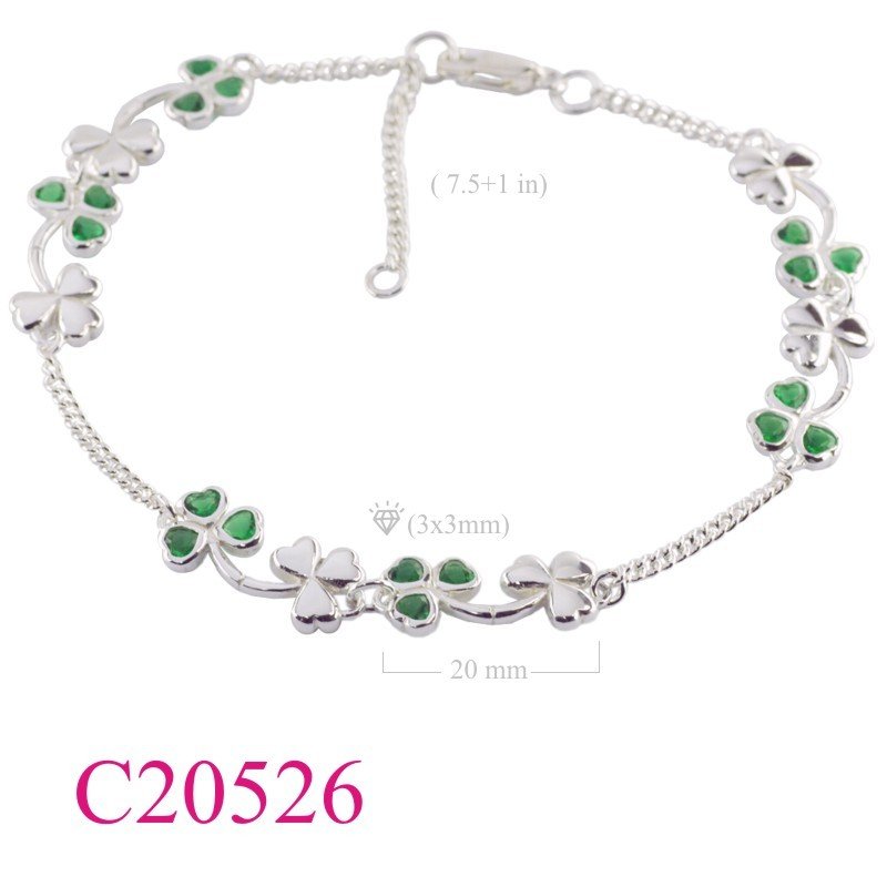 Heart Bracelet, Shamrock Bracelet, double Shamrocks design