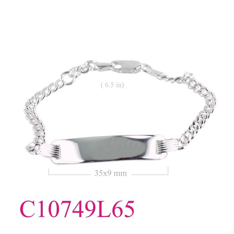 Bracelet, 6.5 inches and 9x35mm name plate.