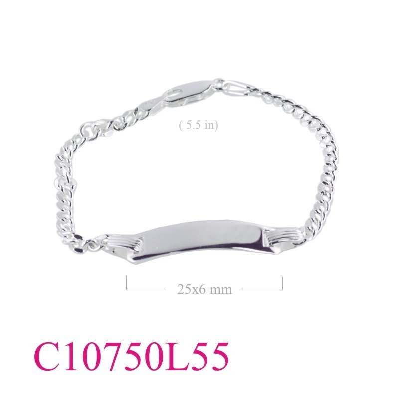 Bracelet, 5.5 inches and 6x25mm name plate.