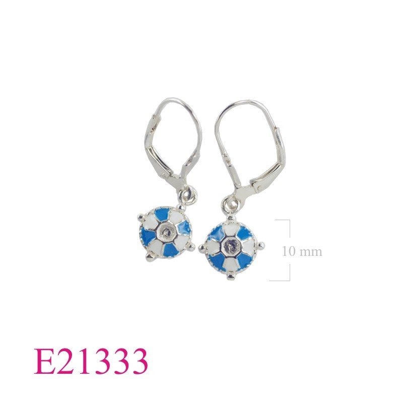 Earrings, enamel lifebuoy with Lever back hook.