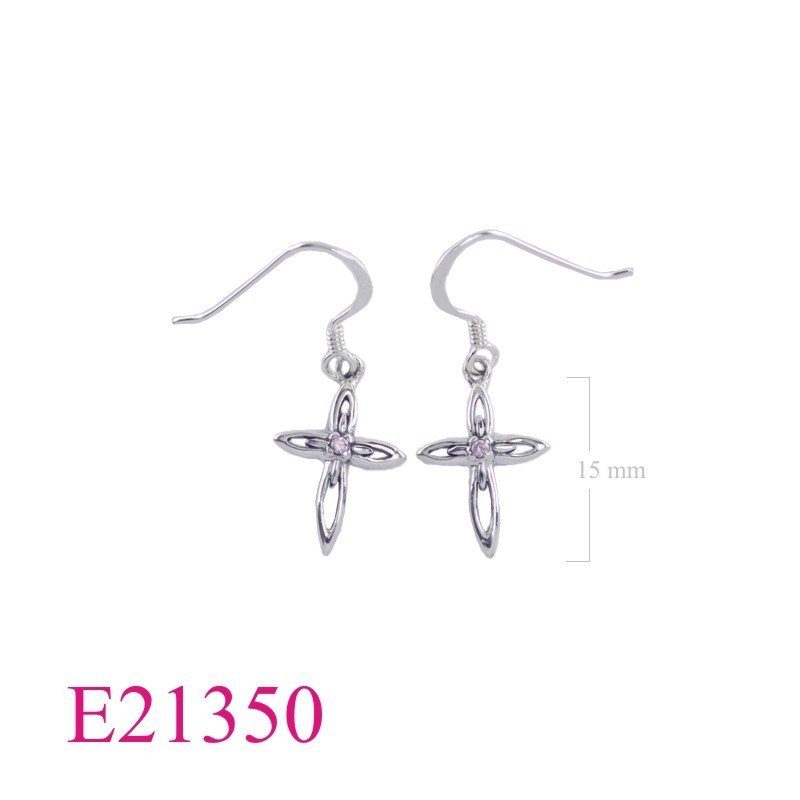 CZ Earrings, Cross Earrings,  with small CCZ.