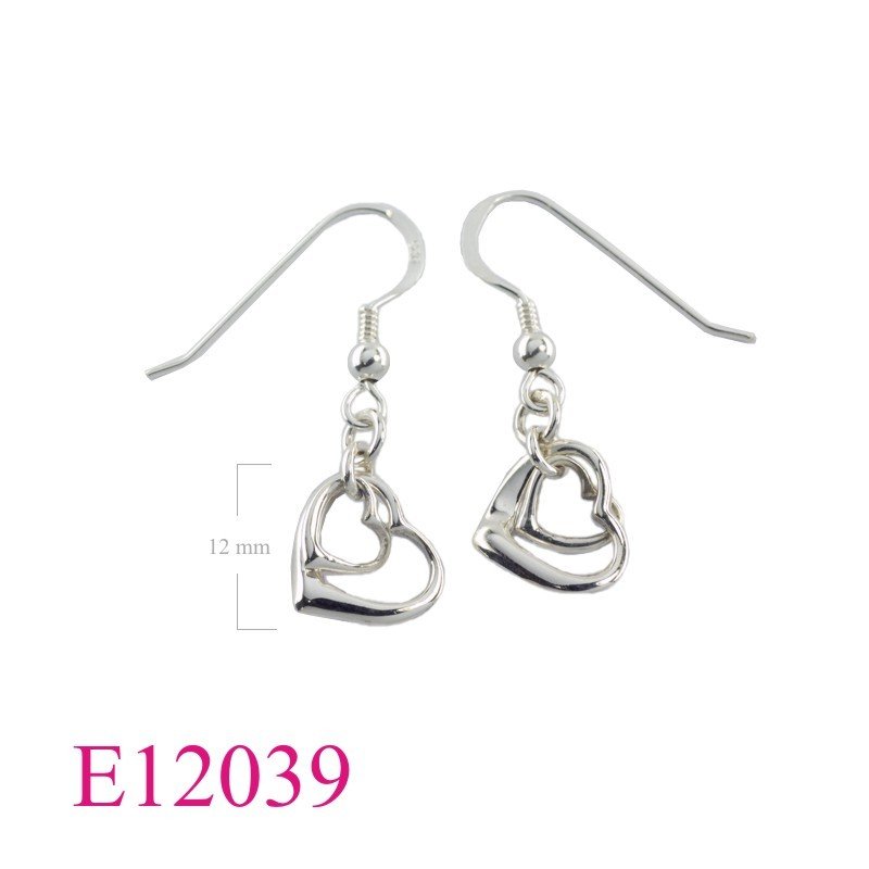Earrings, 2 opened hearts (Ball hook).