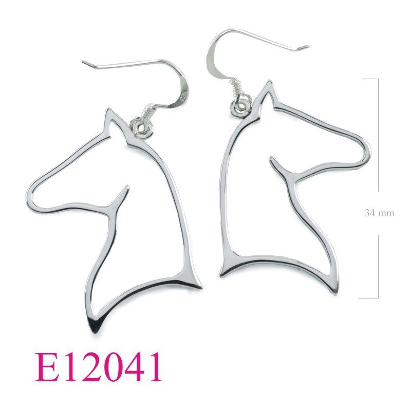 Earrings, openwork horse head.