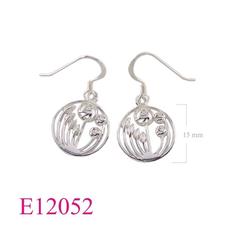 Rose Earrings, Mackintosh Earrings, 15mm round Mackintosh.
