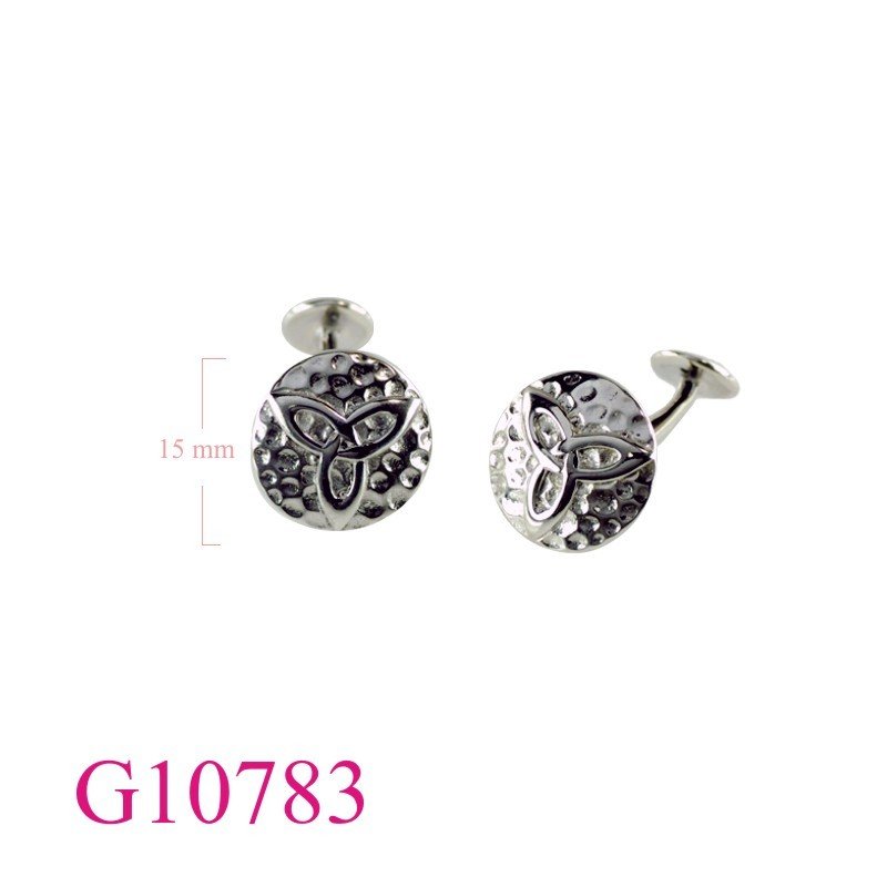 Gift Jewelry, Trinity on hammered round cufflinks.