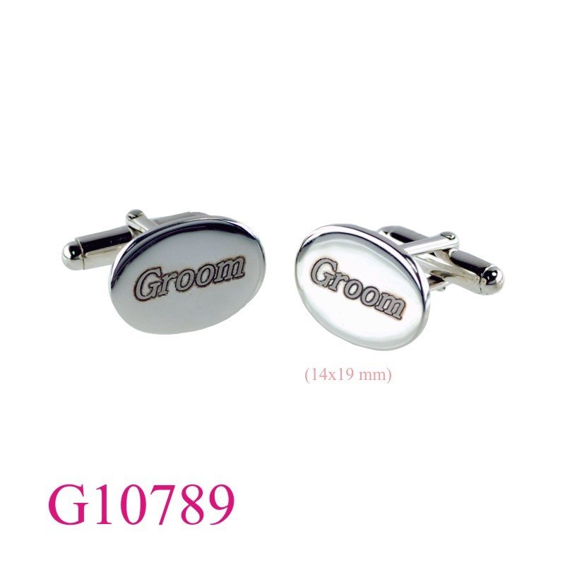 Gift Jewelry, 14x19mm oval "Groom" cufflinks.