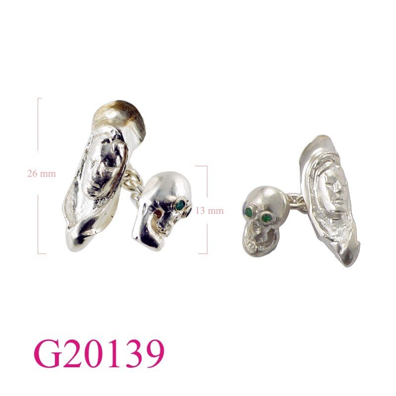 Gift Jewelry, skull and lady face cufflinks with Synthetic eyes.