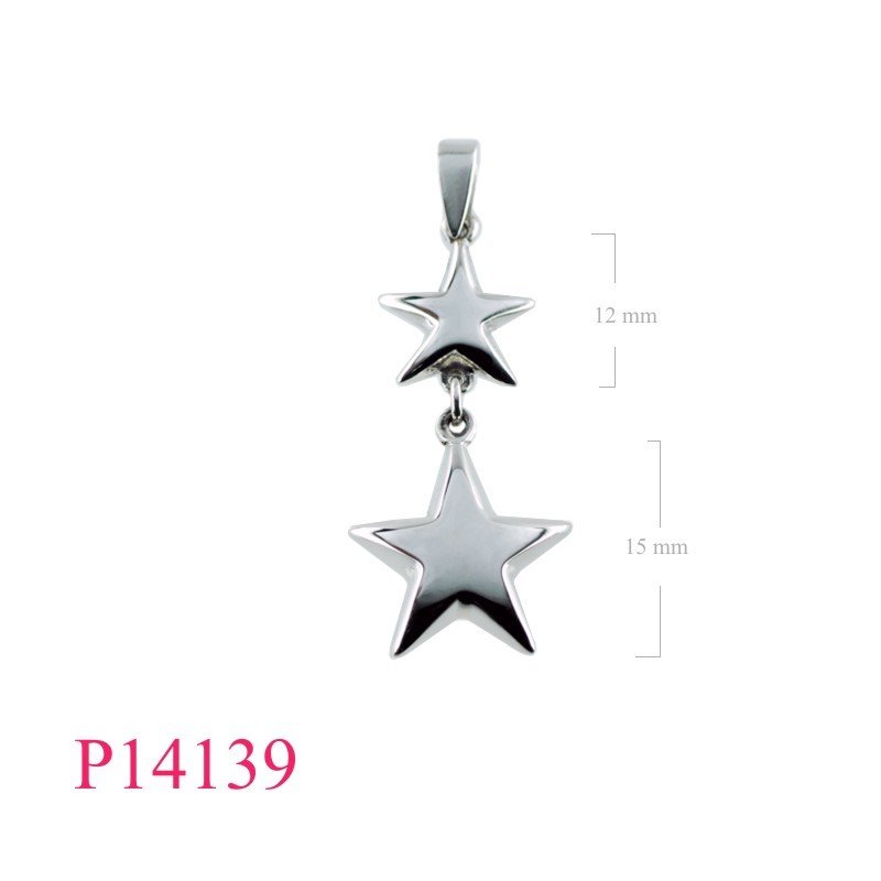 Pendant, 12,15mm puff stars.
