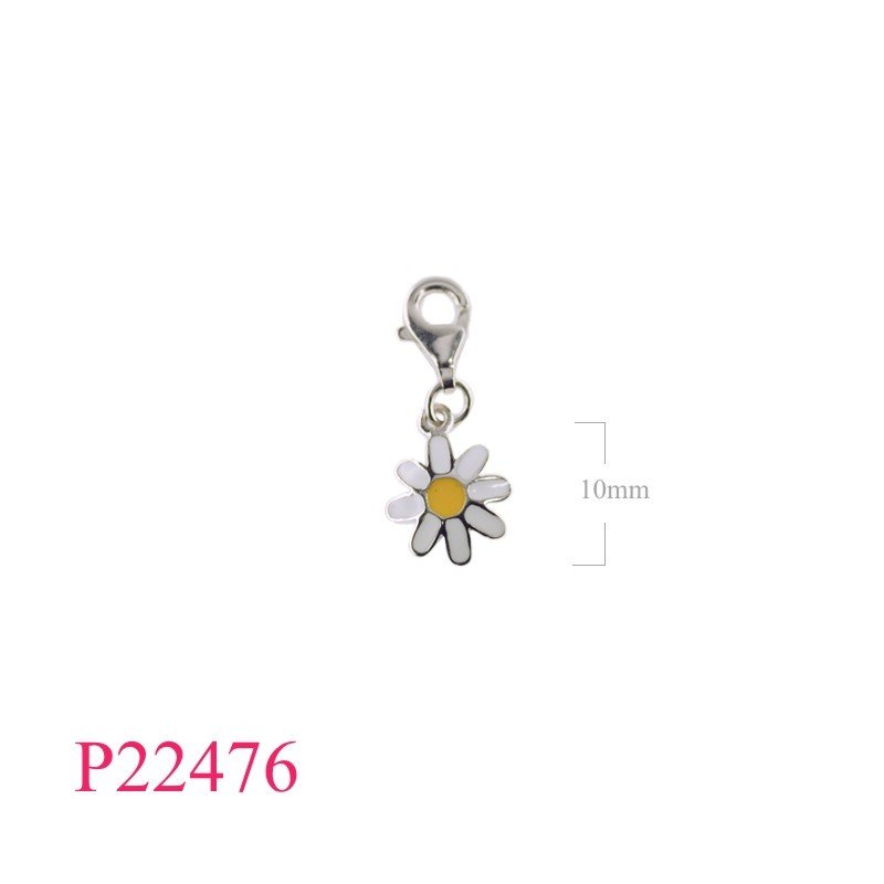 Enamel daisy Pendant with 9mm clasp lock (Soldered jump ring)