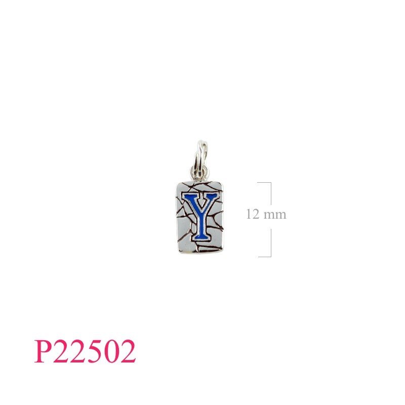 Initial Pendant, "Y" cracked tile design with 6mm spring ring
